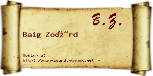 Baig Zoárd névjegykártya